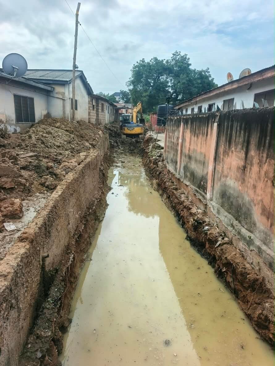 Clearing of blocked drains at parts of Alajo after the flood, to avert any recurrence