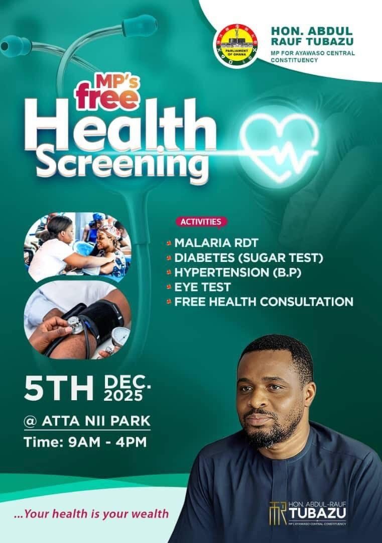 MP’s Free Health Screening — 5 December 2025, Atta Nii Park