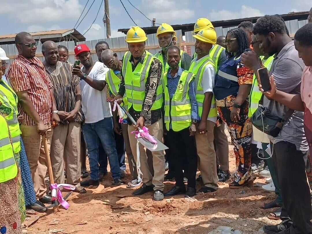 Sod-cutting for the six-storey hospital at Mallam Atta Market