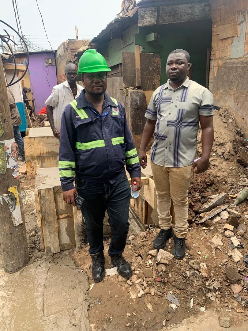 Work begins on a transformer site, with the Kokomlemle East Ward Coordinator representing the MP