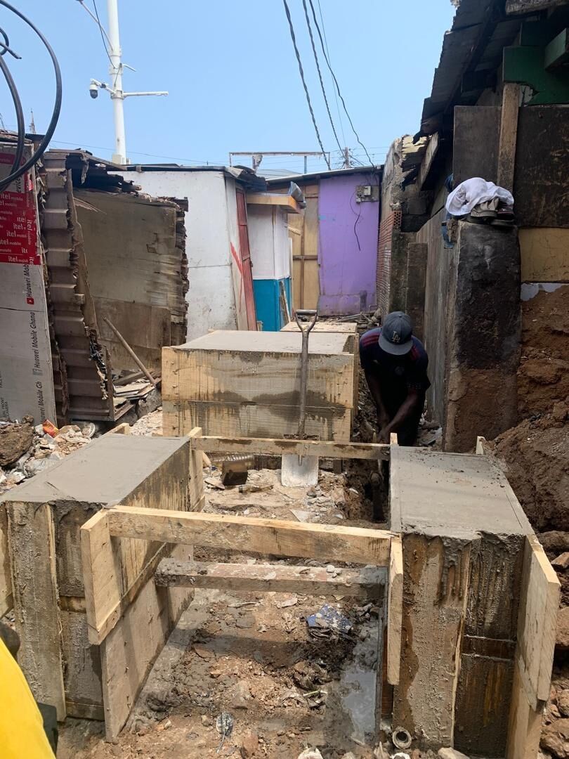 Construction of a transformer base near the Kwame Nkrumah Circle market area
